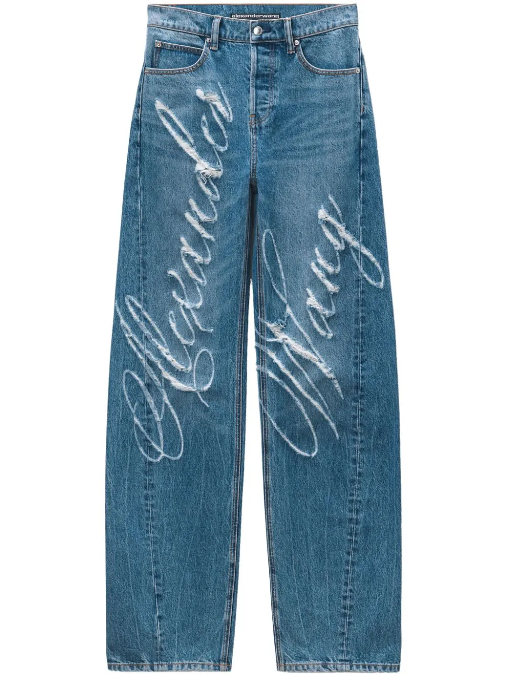 Alexander Wang logo frayed wide leg jeans Eraldo DE