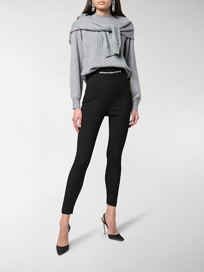 alexander wang grey logo zip leggings