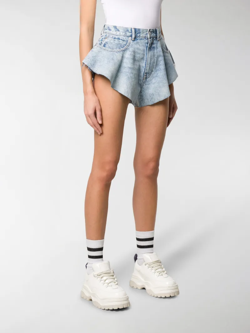 ruffled jean shorts