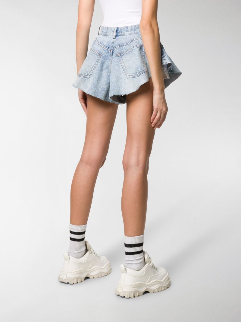 alexander wang ruffled denim shorts