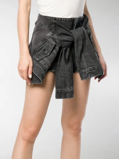 tie front jean shorts