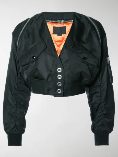 Alexander Wang - V-neck cropped bomber jacket