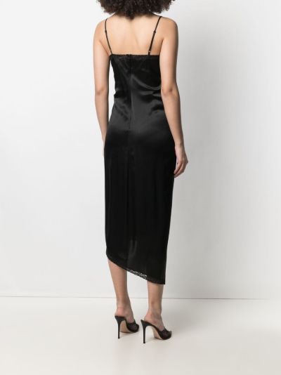 black ruched slip dress