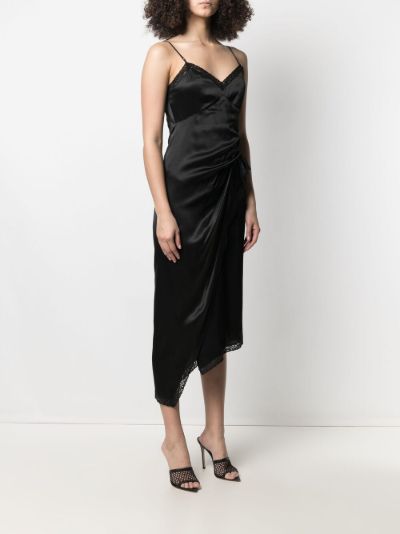 black ruched slip dress