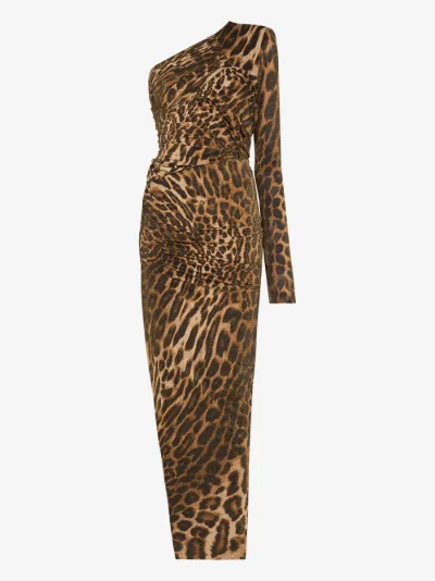animal print one shoulder dress