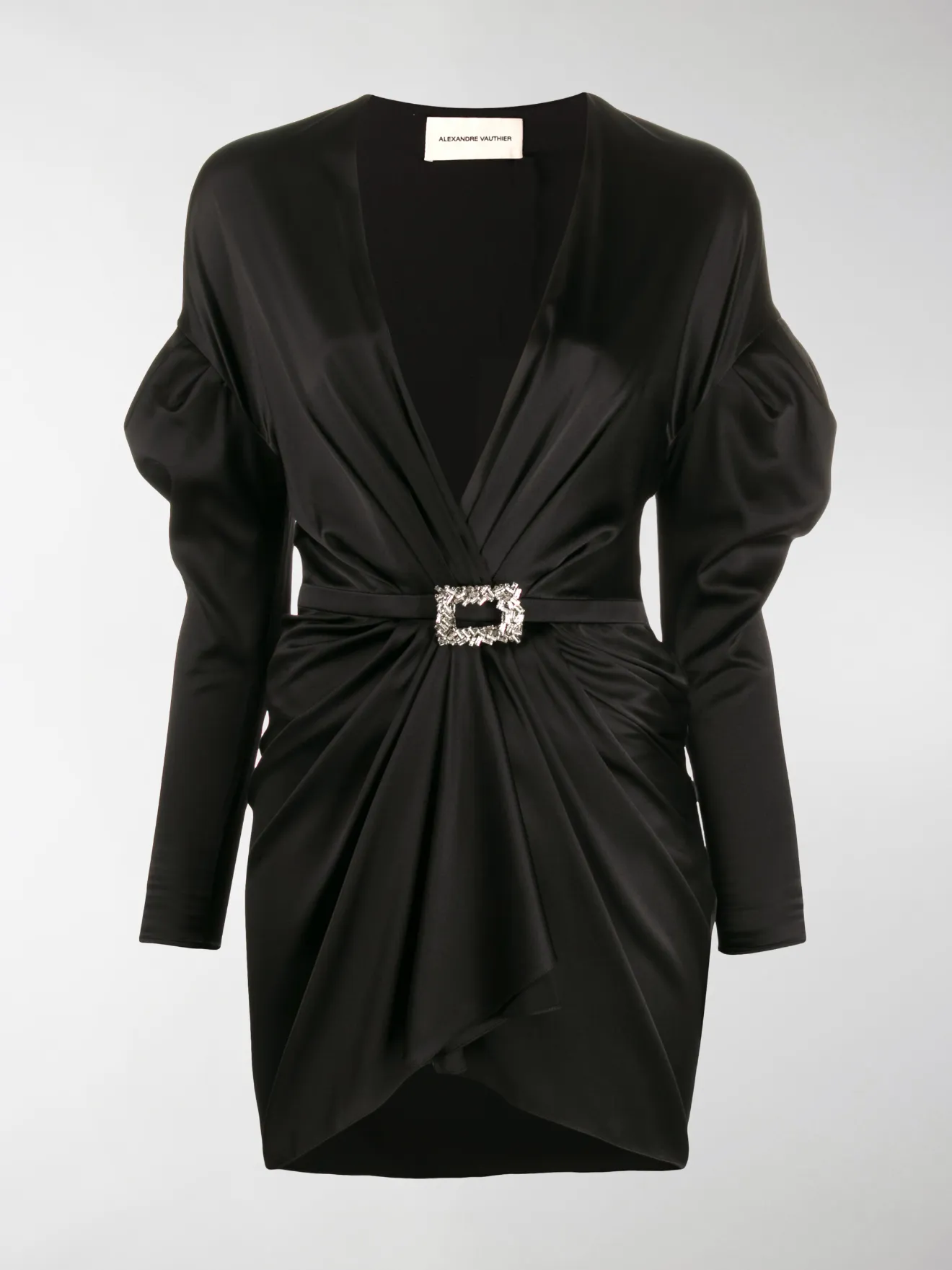 black dress with puffy shoulders