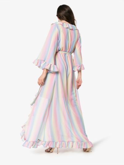 malena rainbow stripe wrap dress展示图