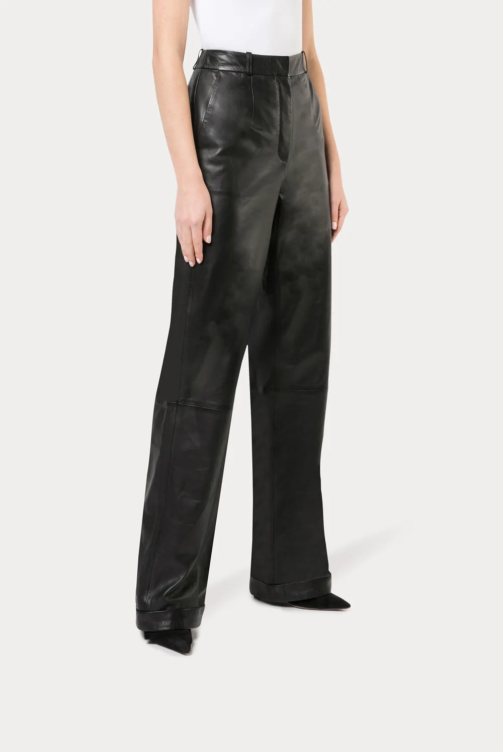 wide leg leather pants