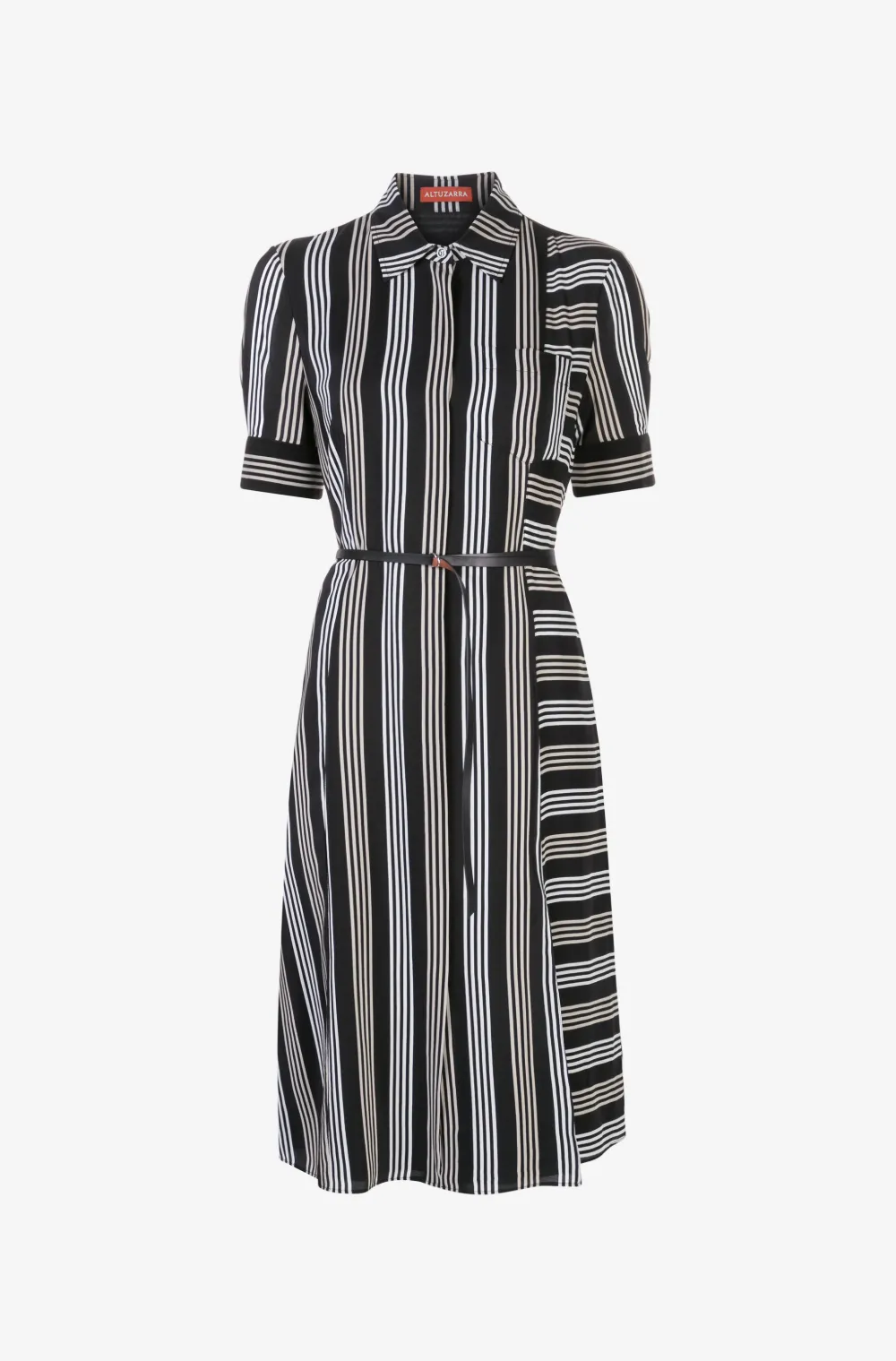 striped shirt dress black and white