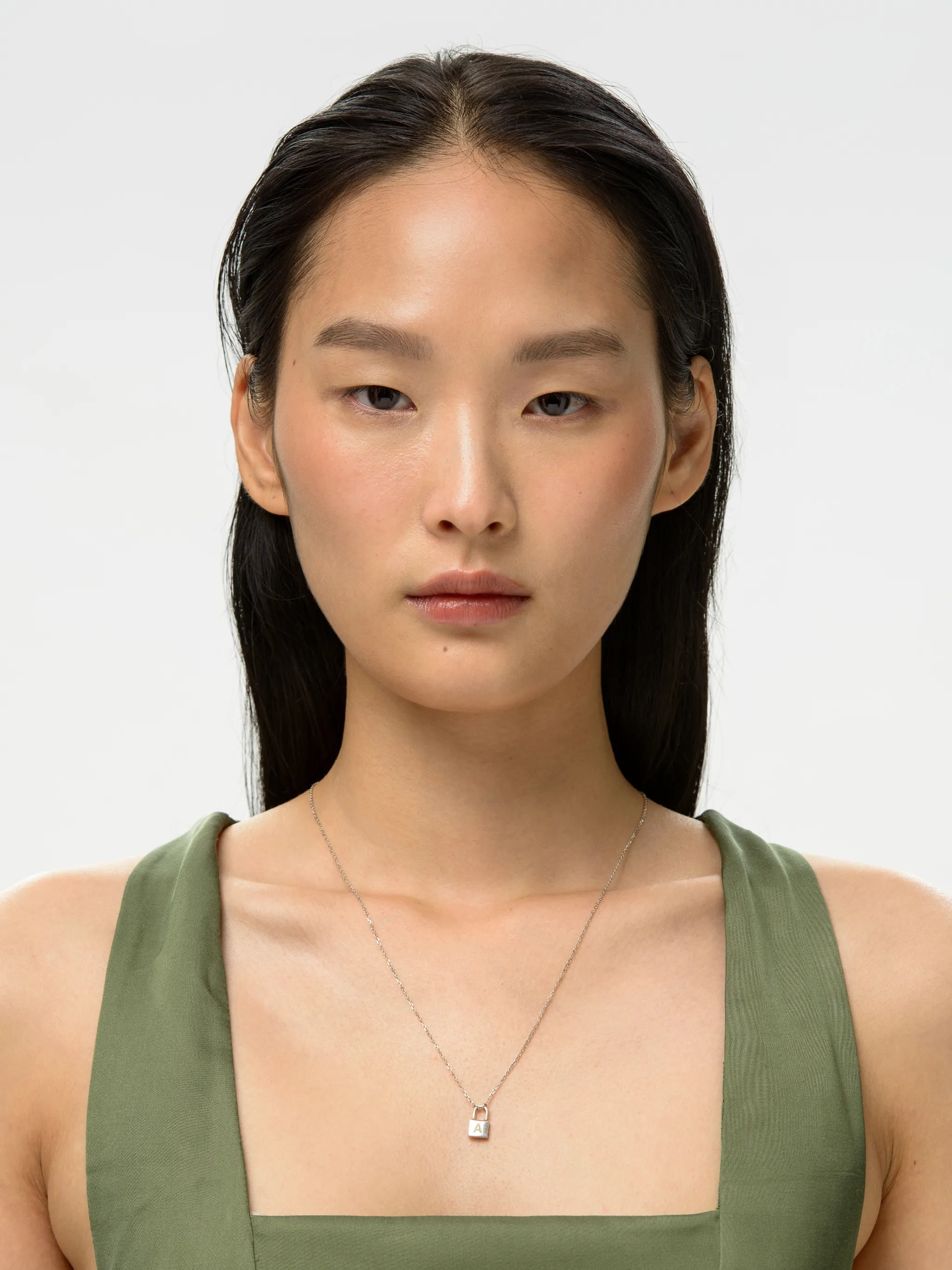 AMBUSH PETIT SERIES PADLOCK NECKLACE SILVER