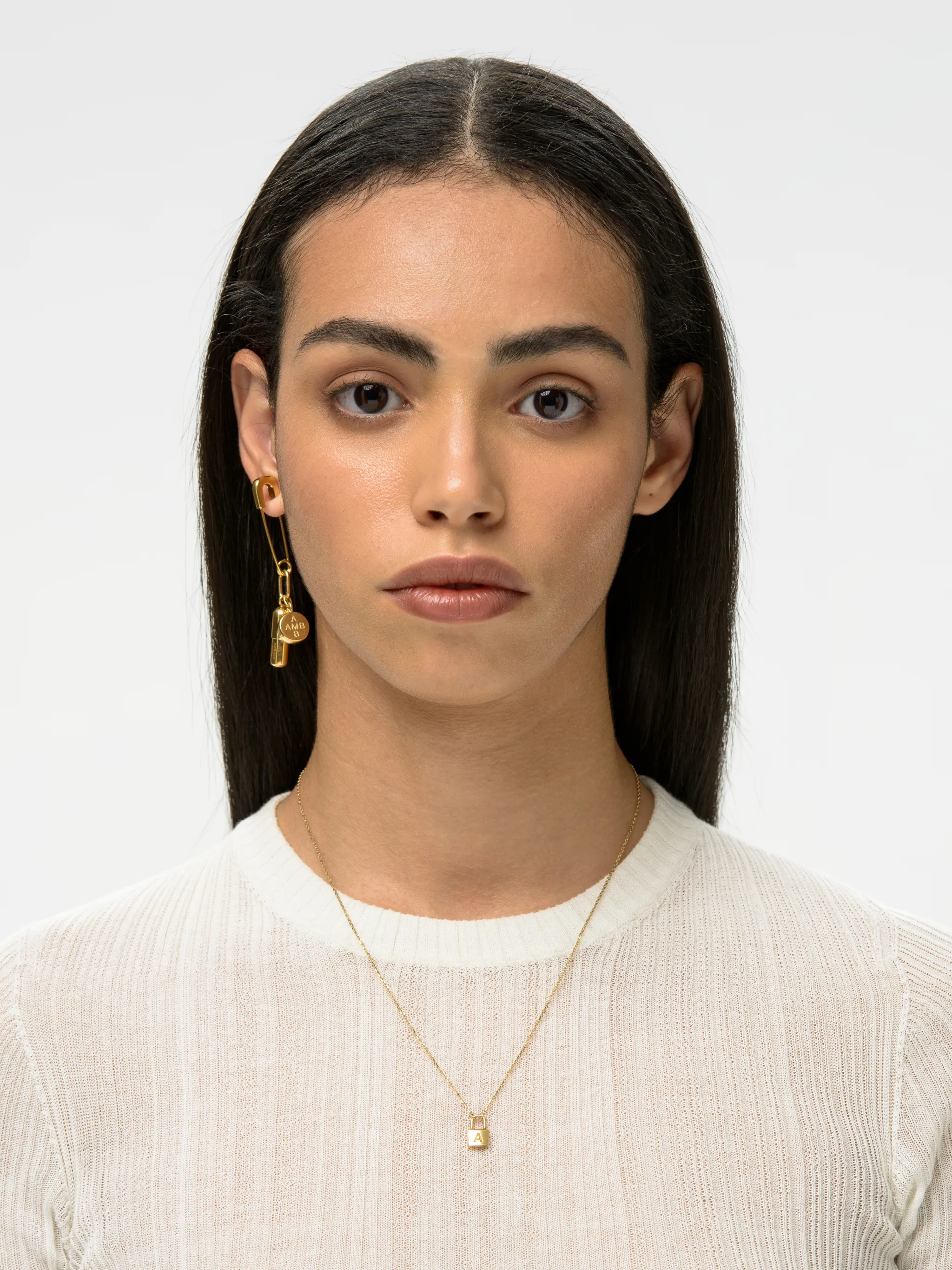 AMBUSH PETIT SERIES PADLOCK NECKLACE SILVER