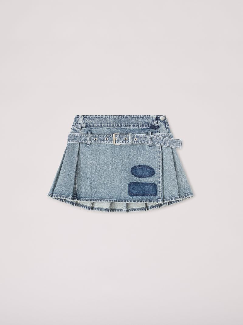 DENIM PLEATS SKIRT