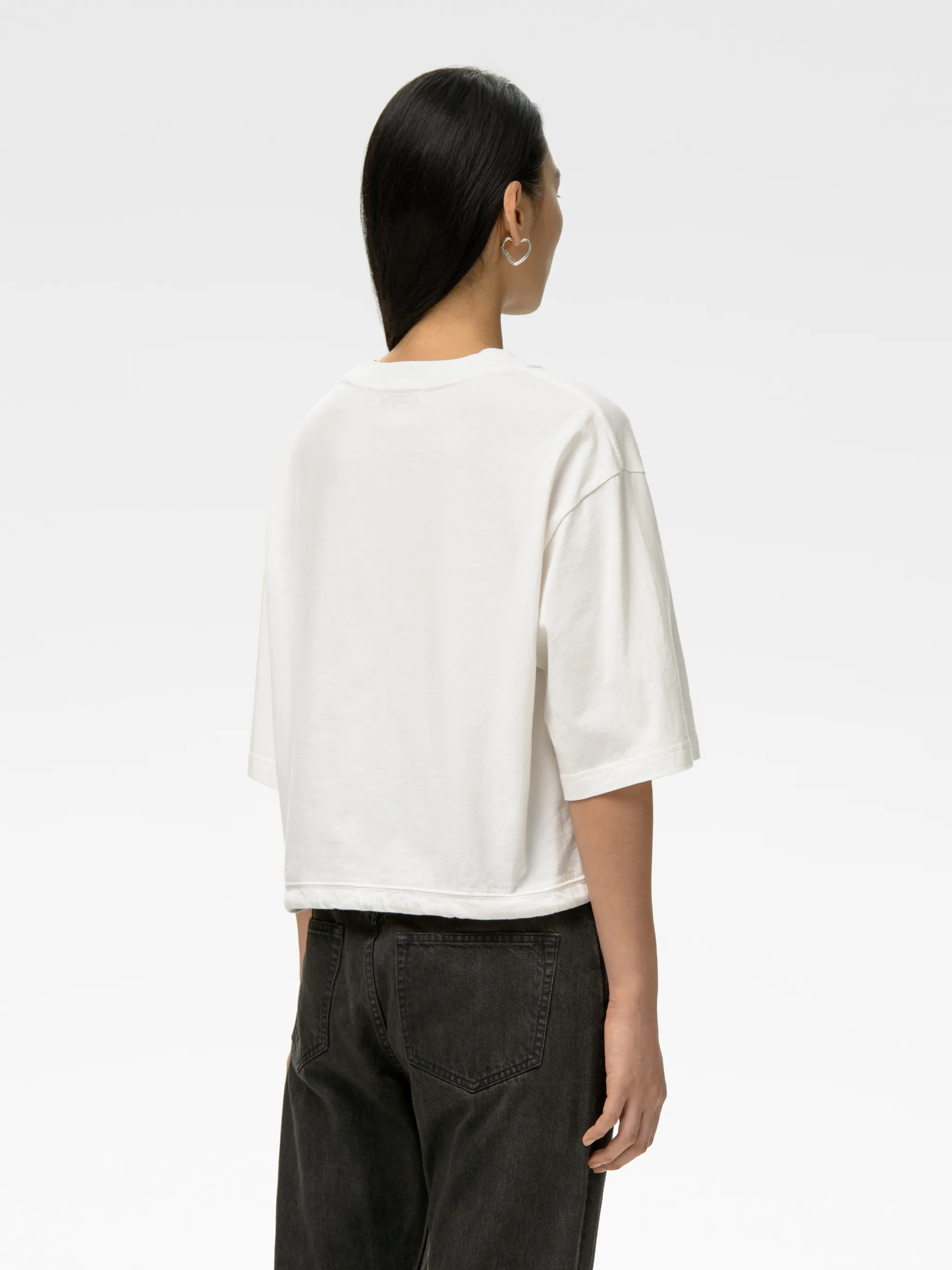 DRAWSTRING CROPPED T-SHIRT