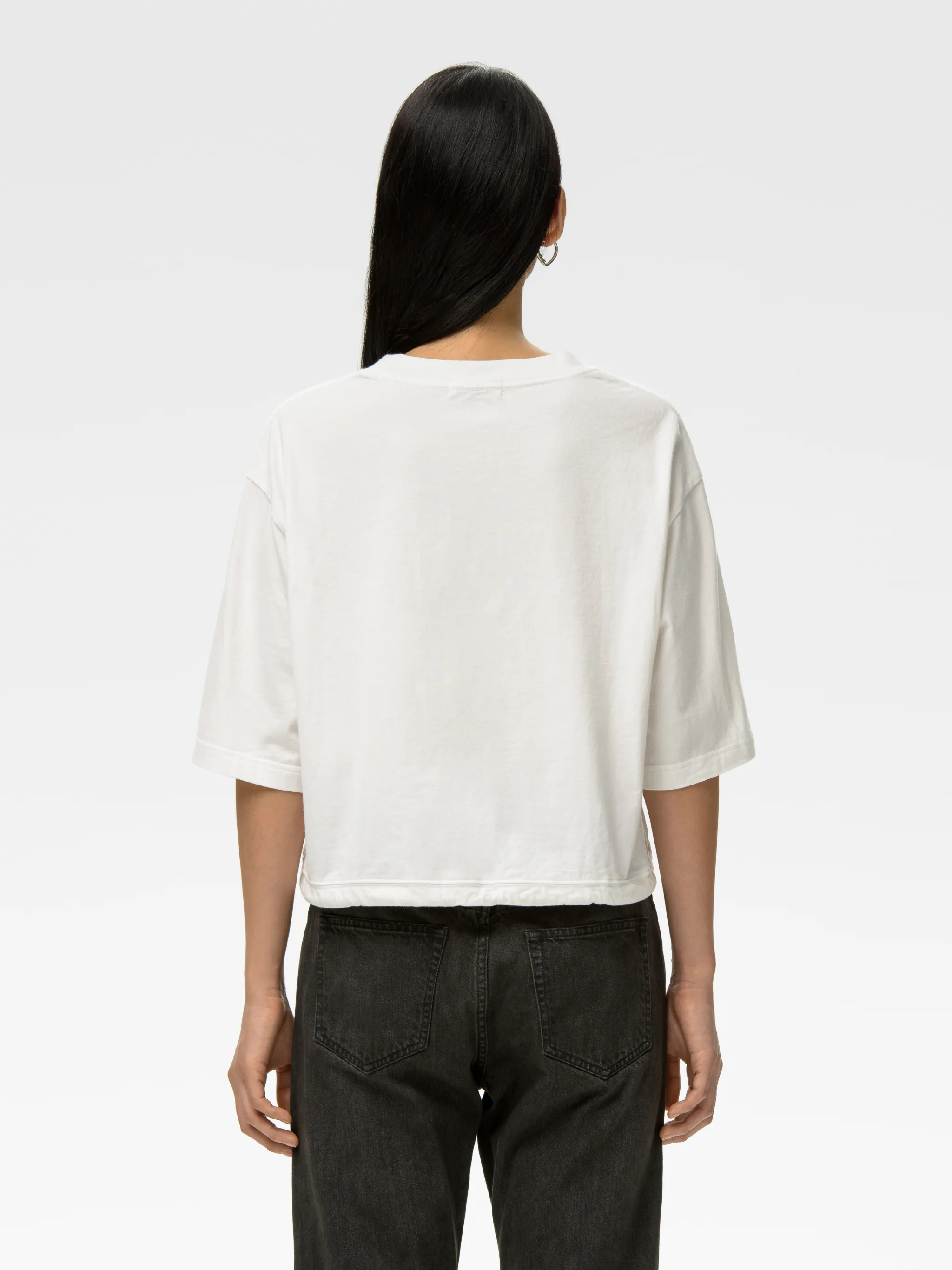 DRAWSTRING CROPPED T-SHIRT