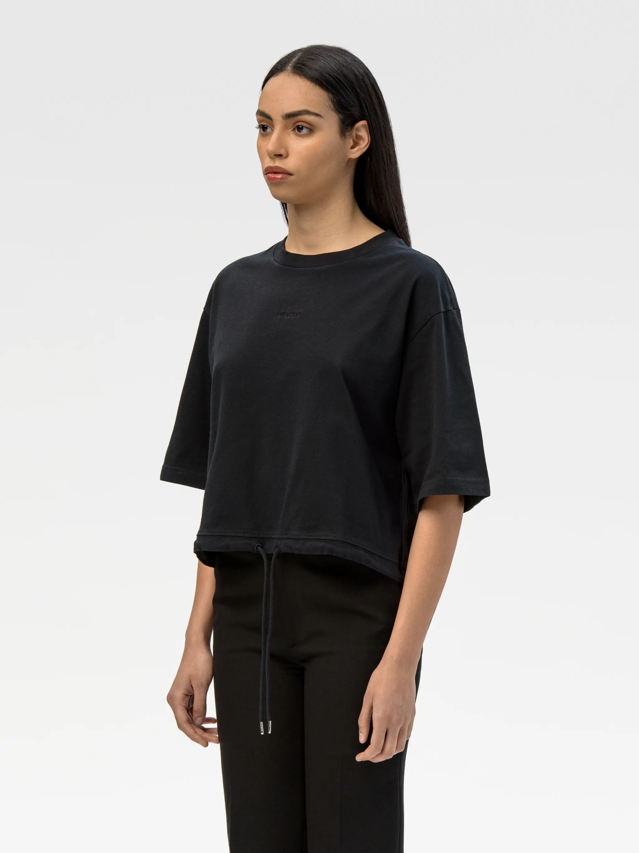 DRAWSTRING CROPPED T-SHIRT