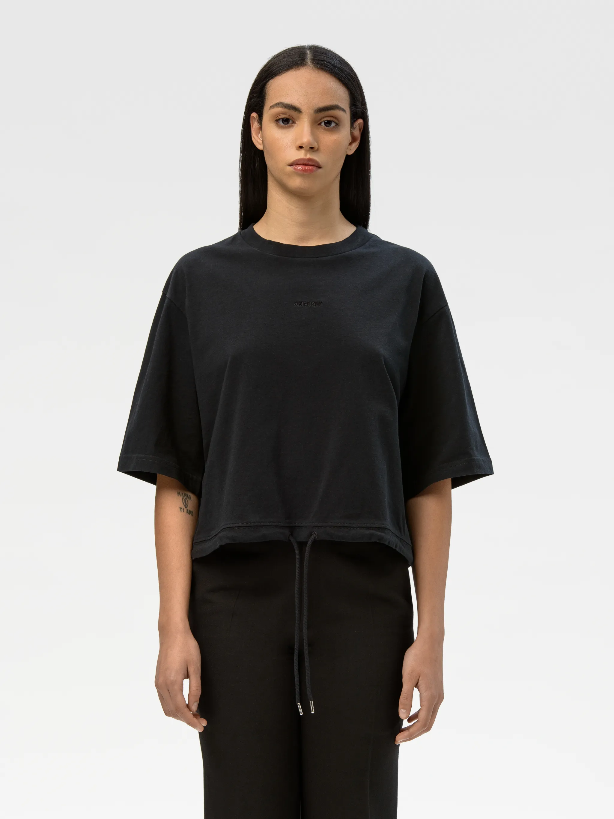 DRAWSTRING CROPPED T-SHIRT