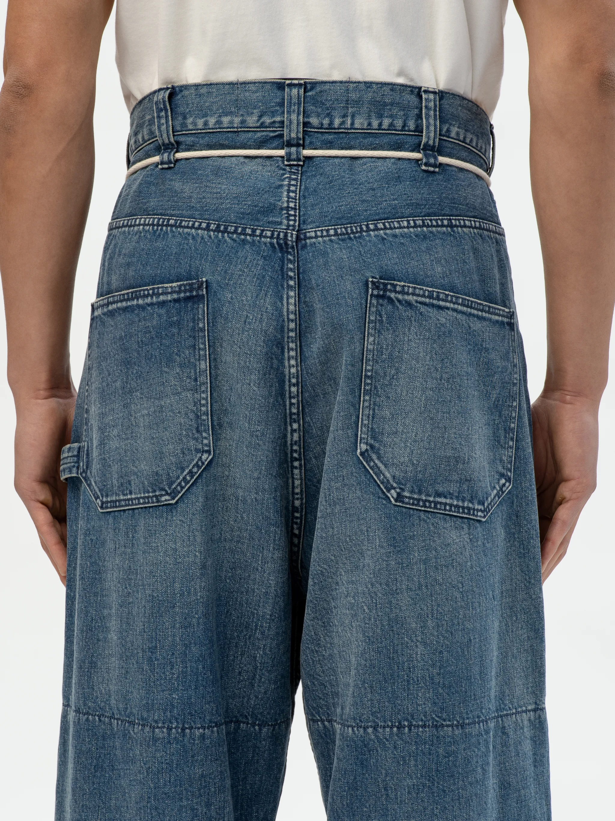 DRAWSTRING OVERSIZED DENIM PANTS