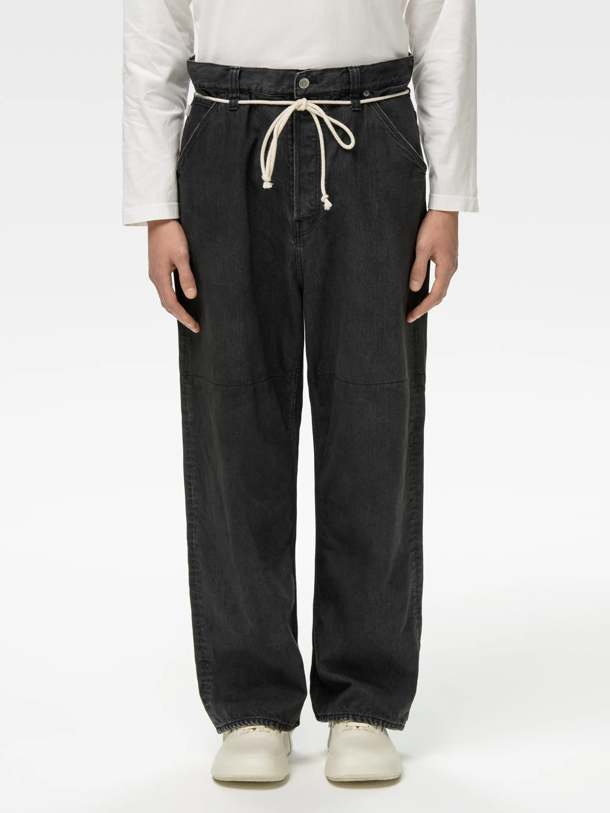 DRAWSTRING OVERSIZED DENIM PANTS