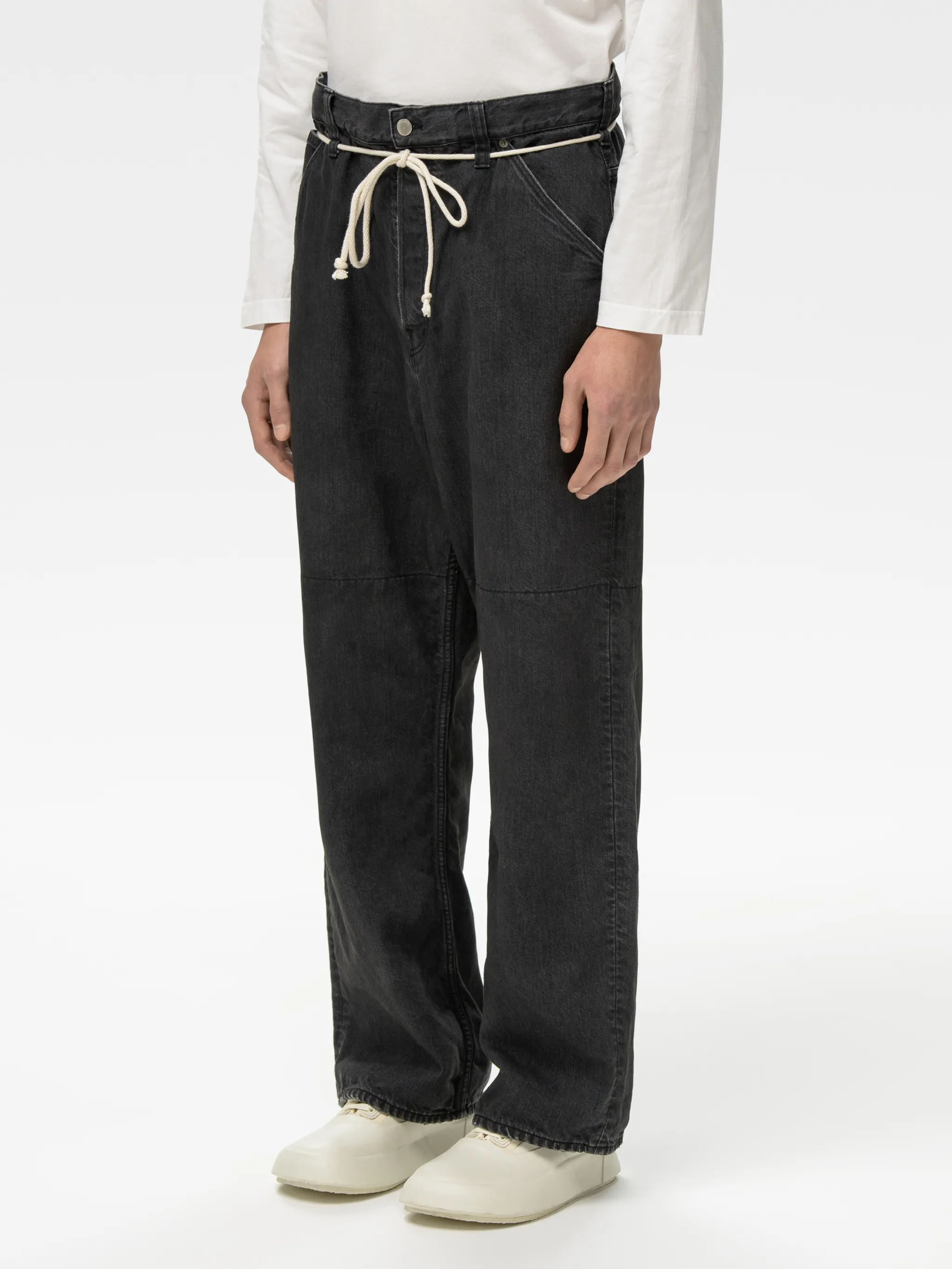 DRAWSTRING OVERSIZED DENIM PANTS
