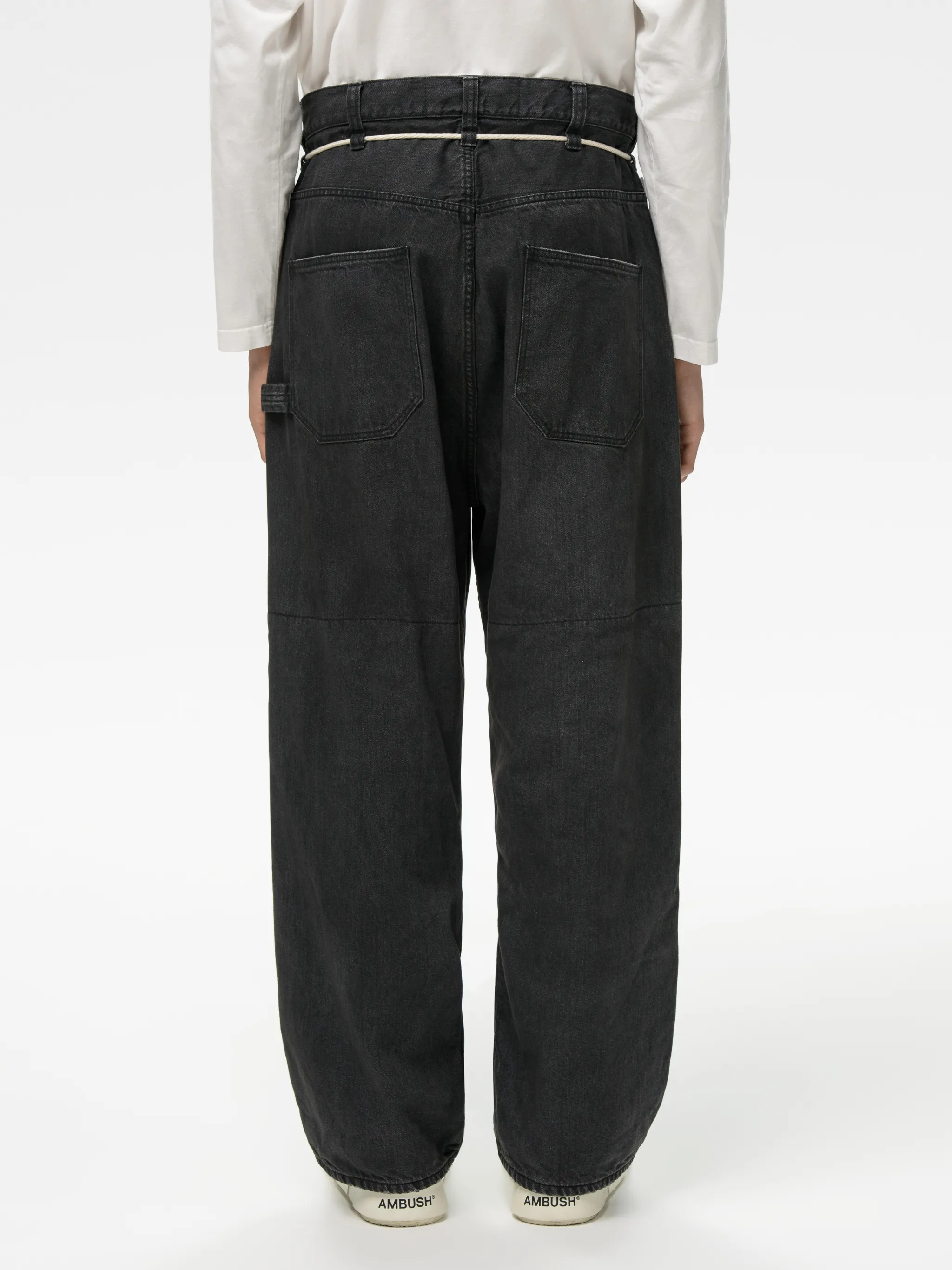 DRAWSTRING OVERSIZED DENIM PANTS