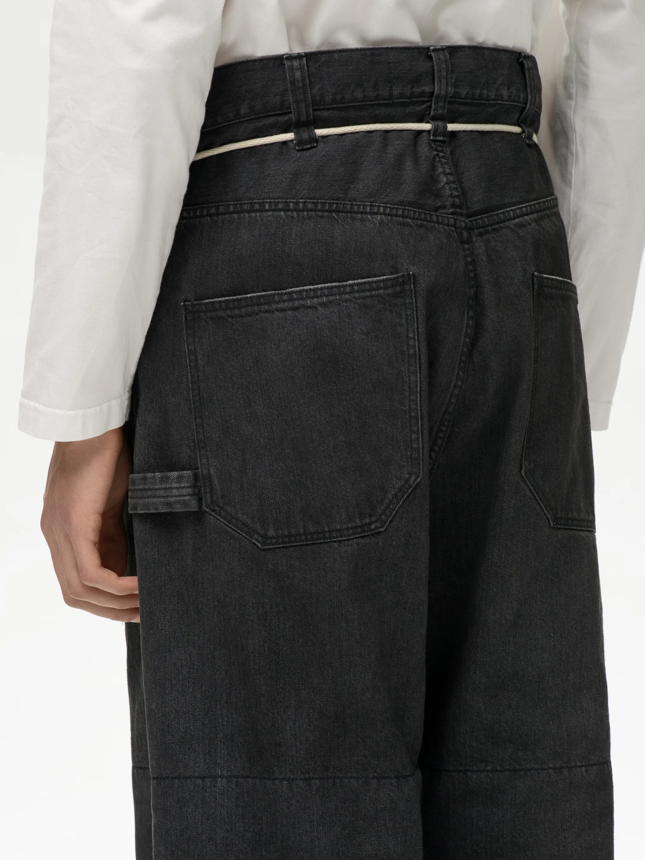DRAWSTRING OVERSIZED DENIM PANTS