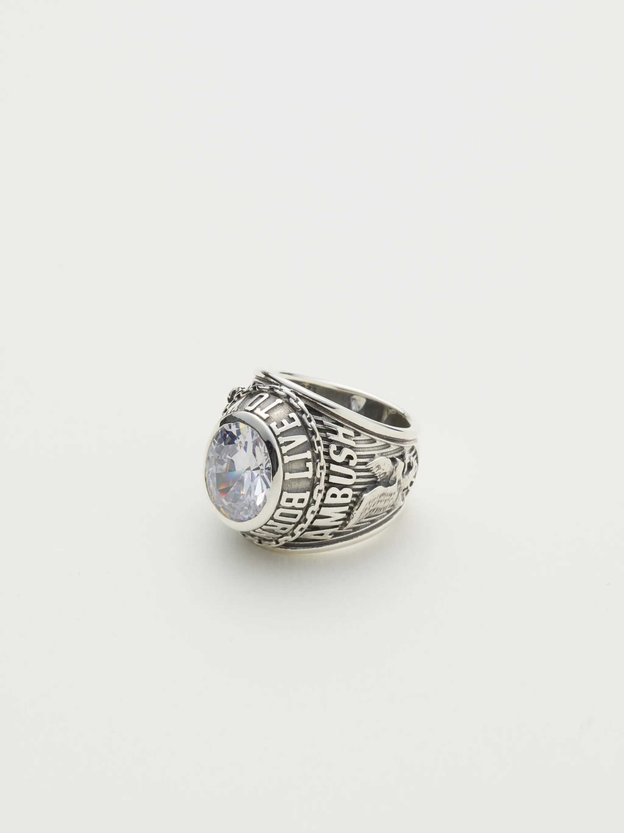 engraved crystal signet ring
