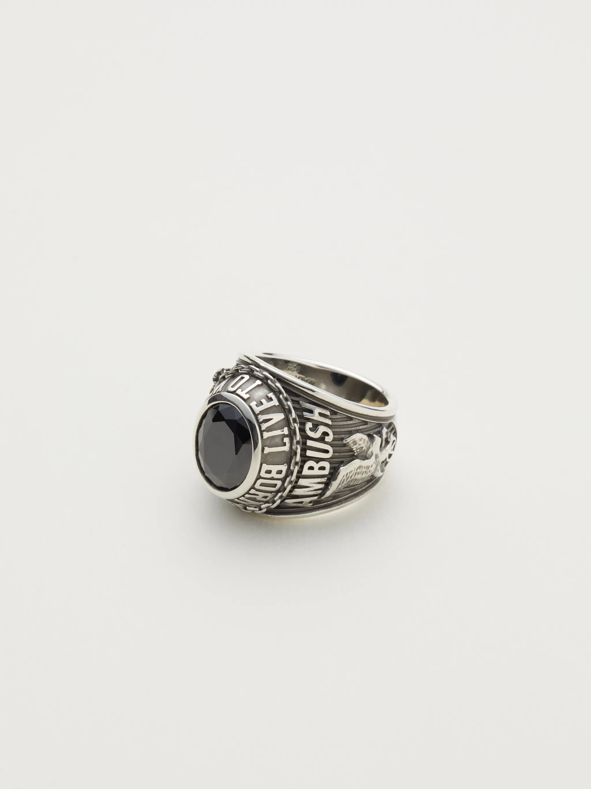 engraved crystal signet ring