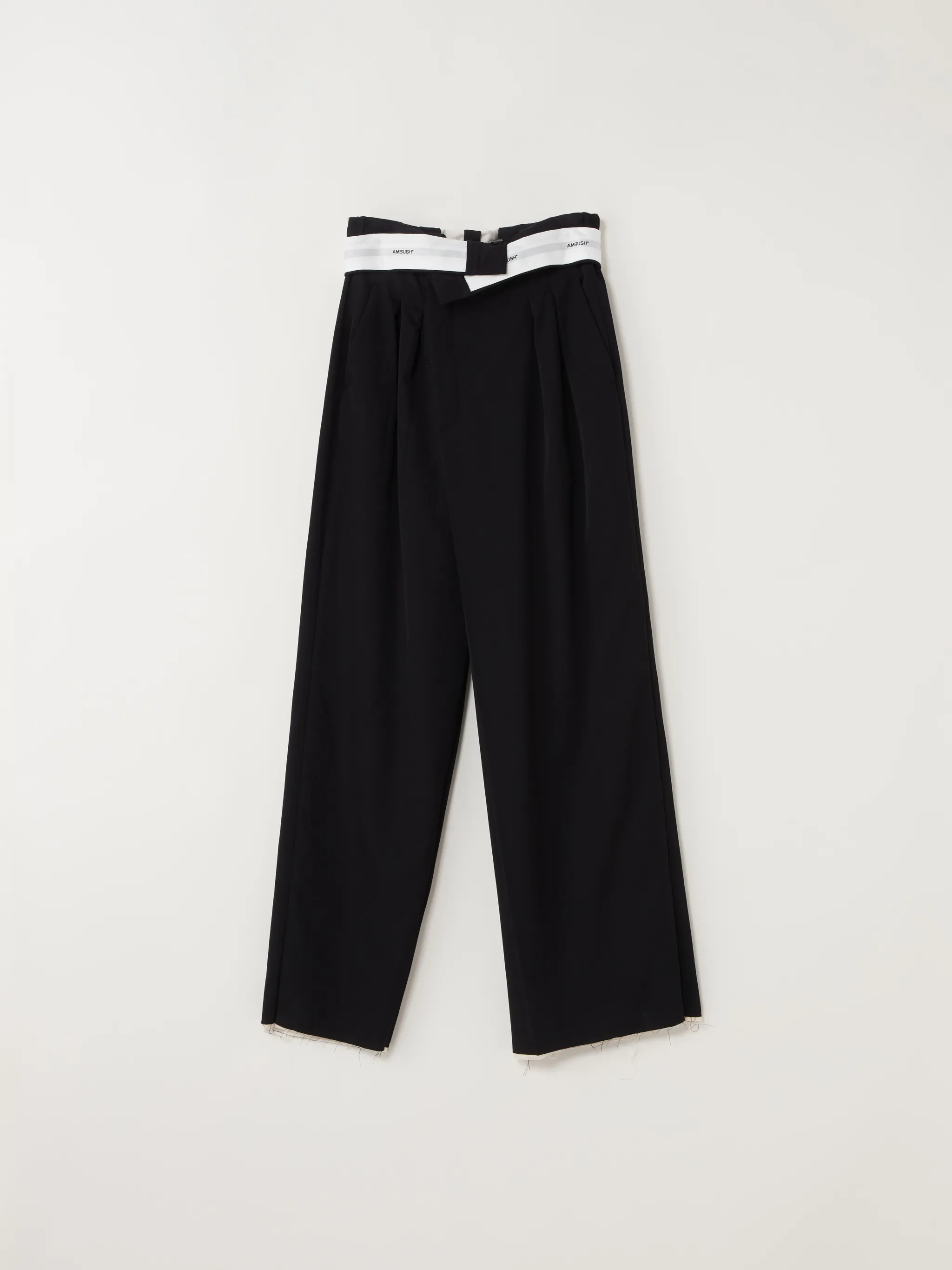 folded waist straight leg trousers