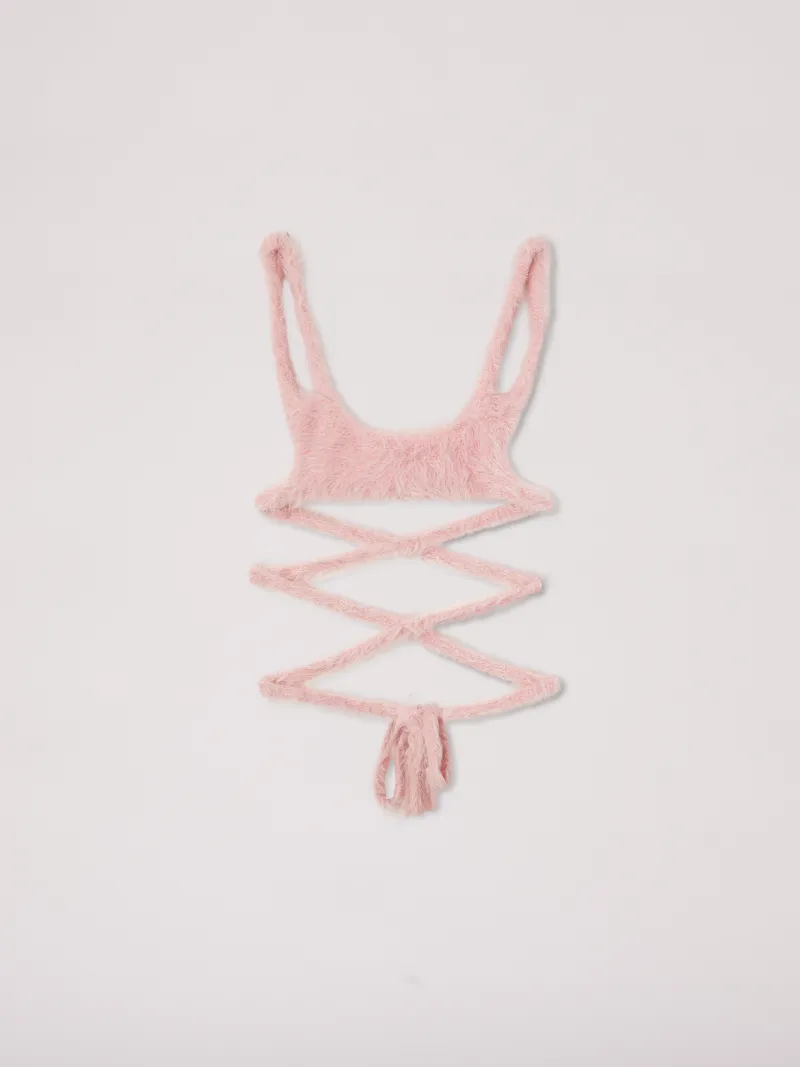 FUR BACKLESS STRING BRATOP