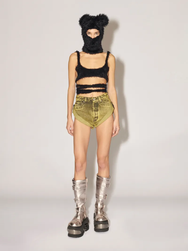 FUR BACKLESS STRING BRATOP