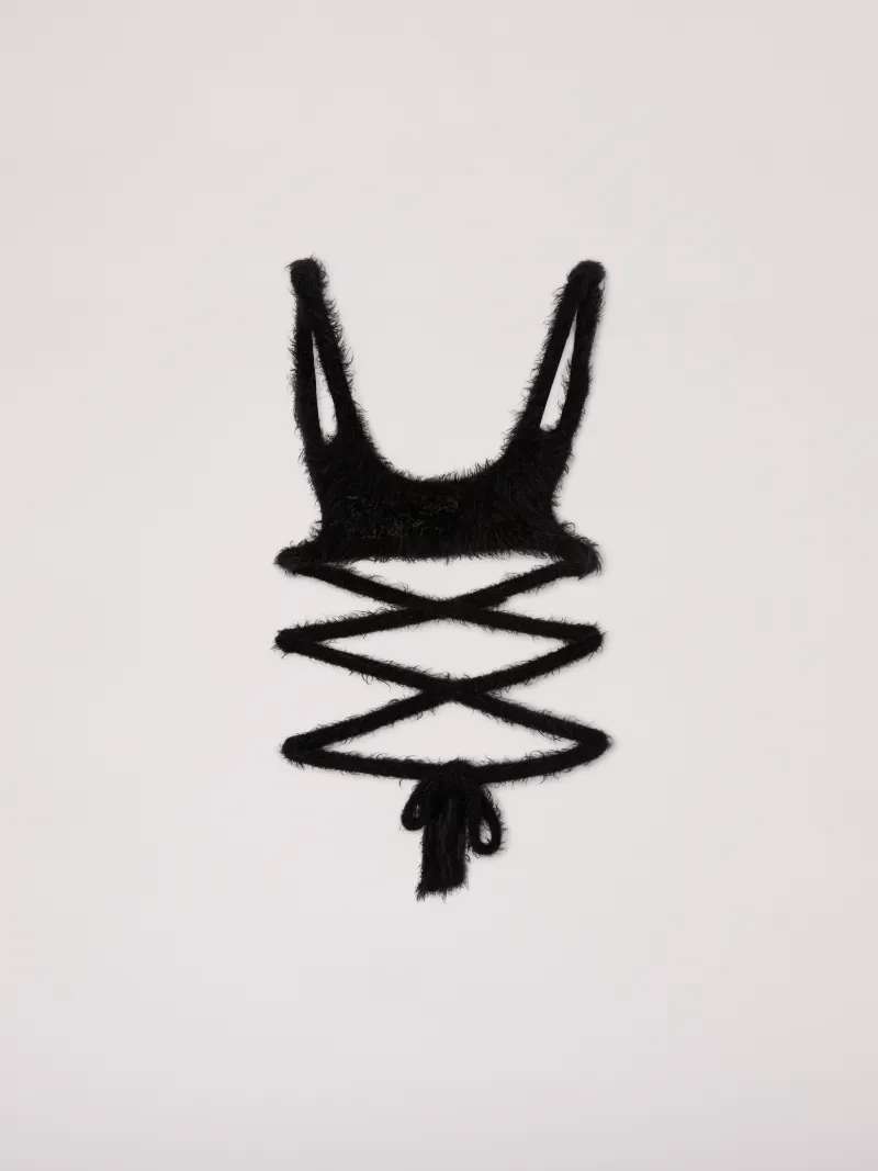 FUR BACKLESS STRING BRATOP