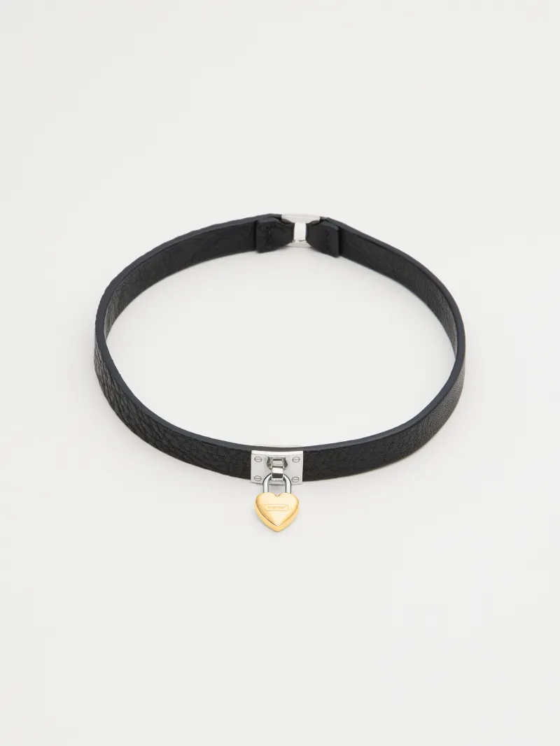 Heart Padlock Leather Choker