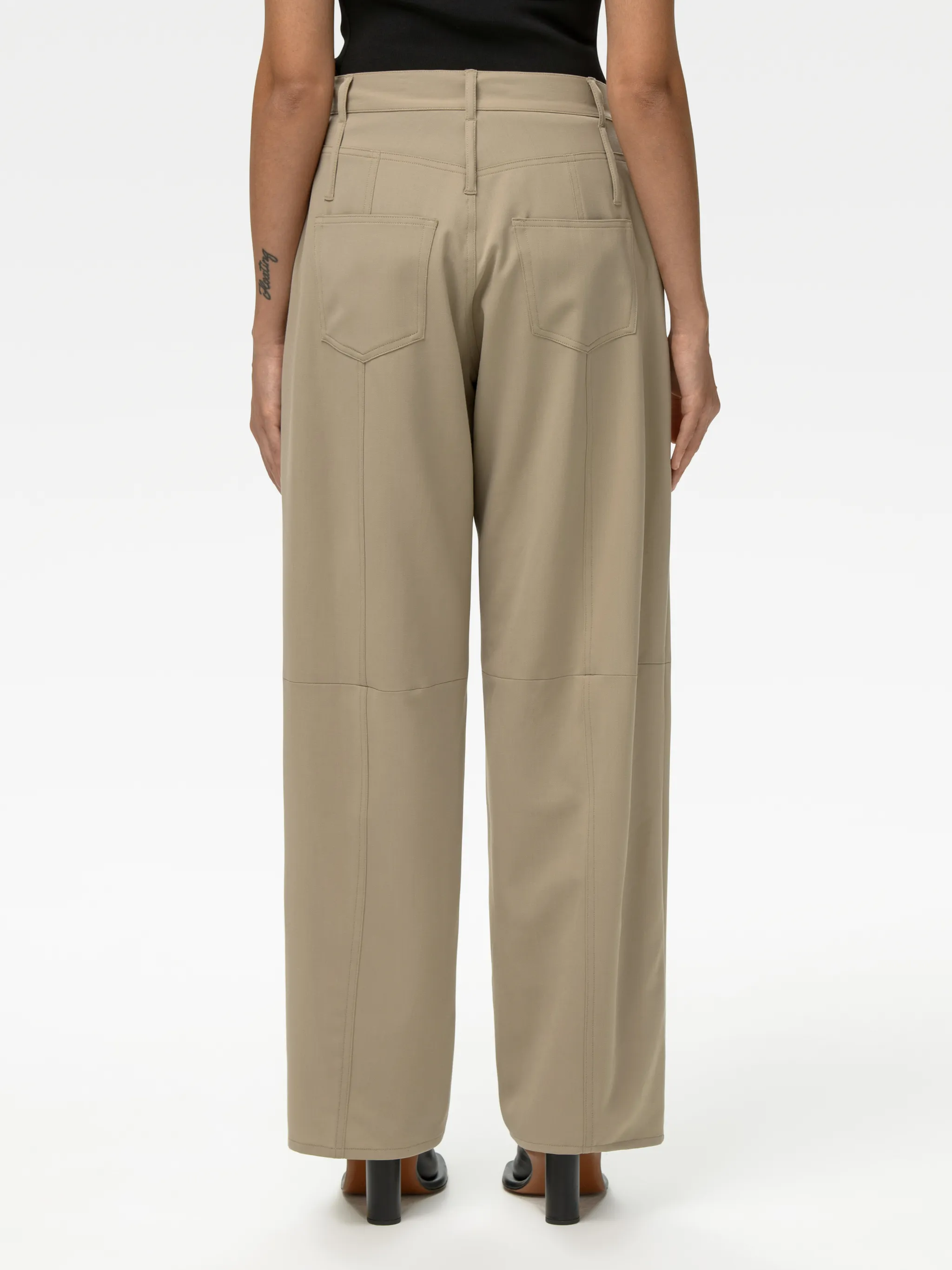 HIGH WAIST TAPERED WOOL PANTS