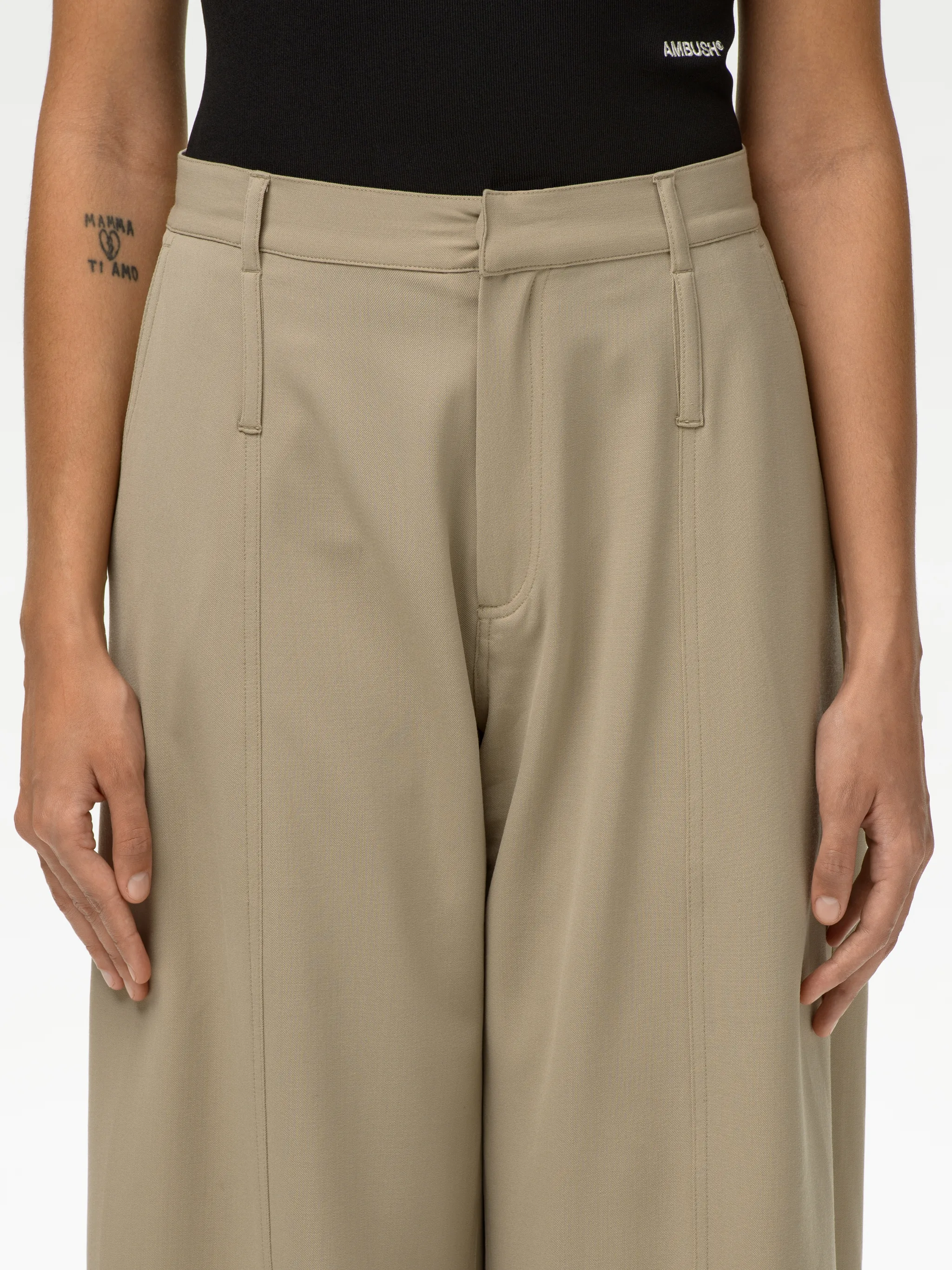 HIGH WAIST TAPERED WOOL PANTS