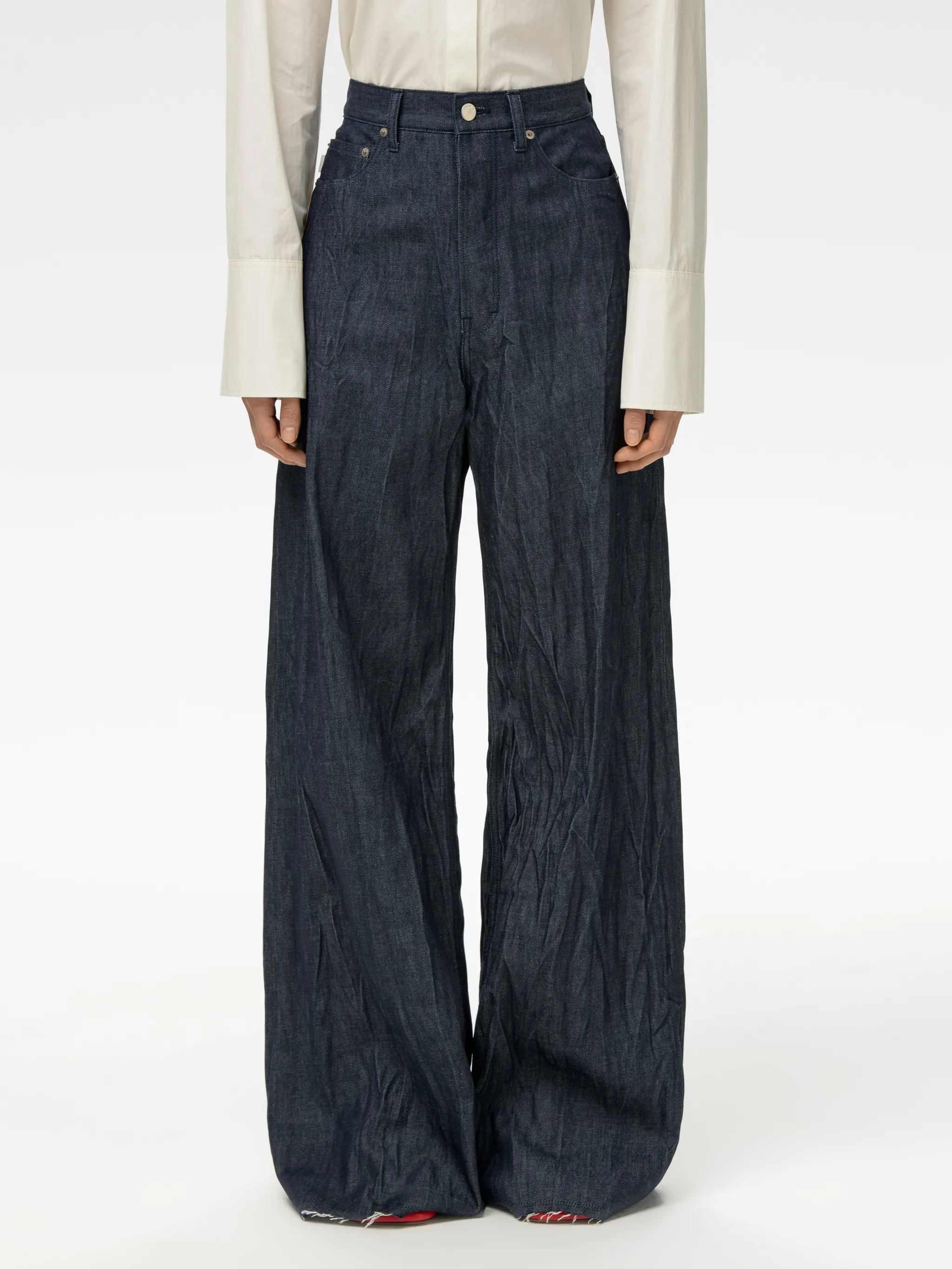 LADIES WRINKLED DENIM PANTS