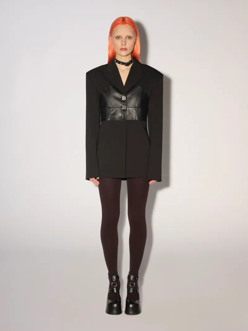 LEATHER PANEL TAILORING JACKET