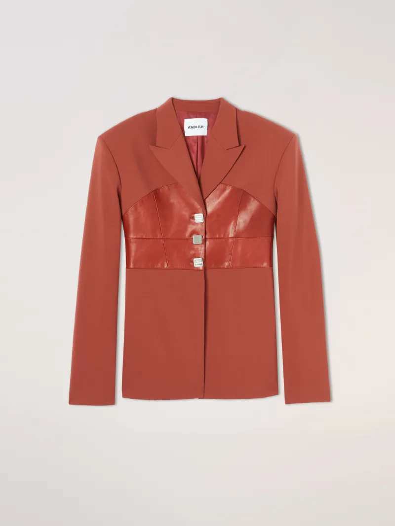 LEATHER PANEL TAILORING JACKET