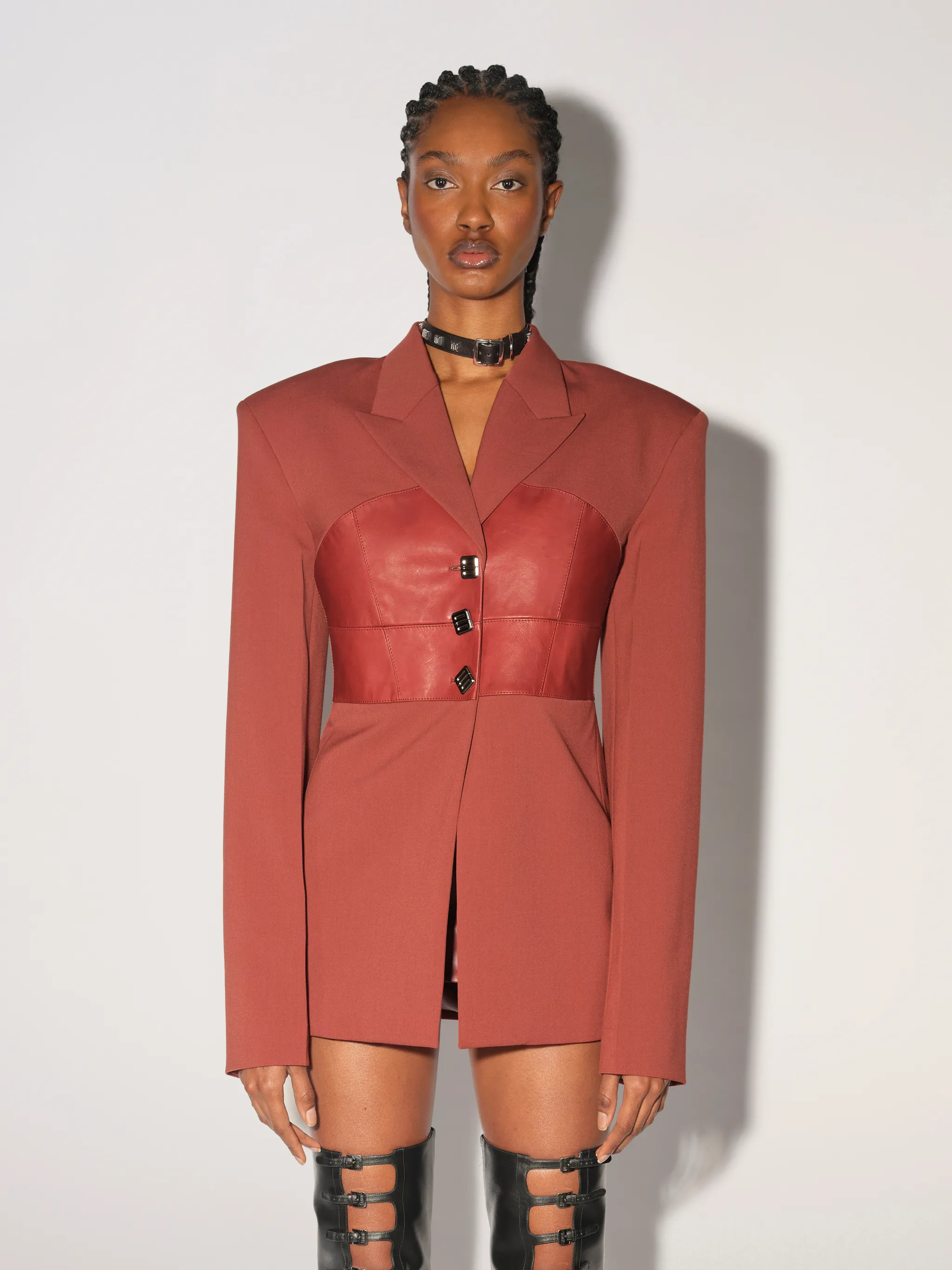 LEATHER PANEL TAILORING JACKET