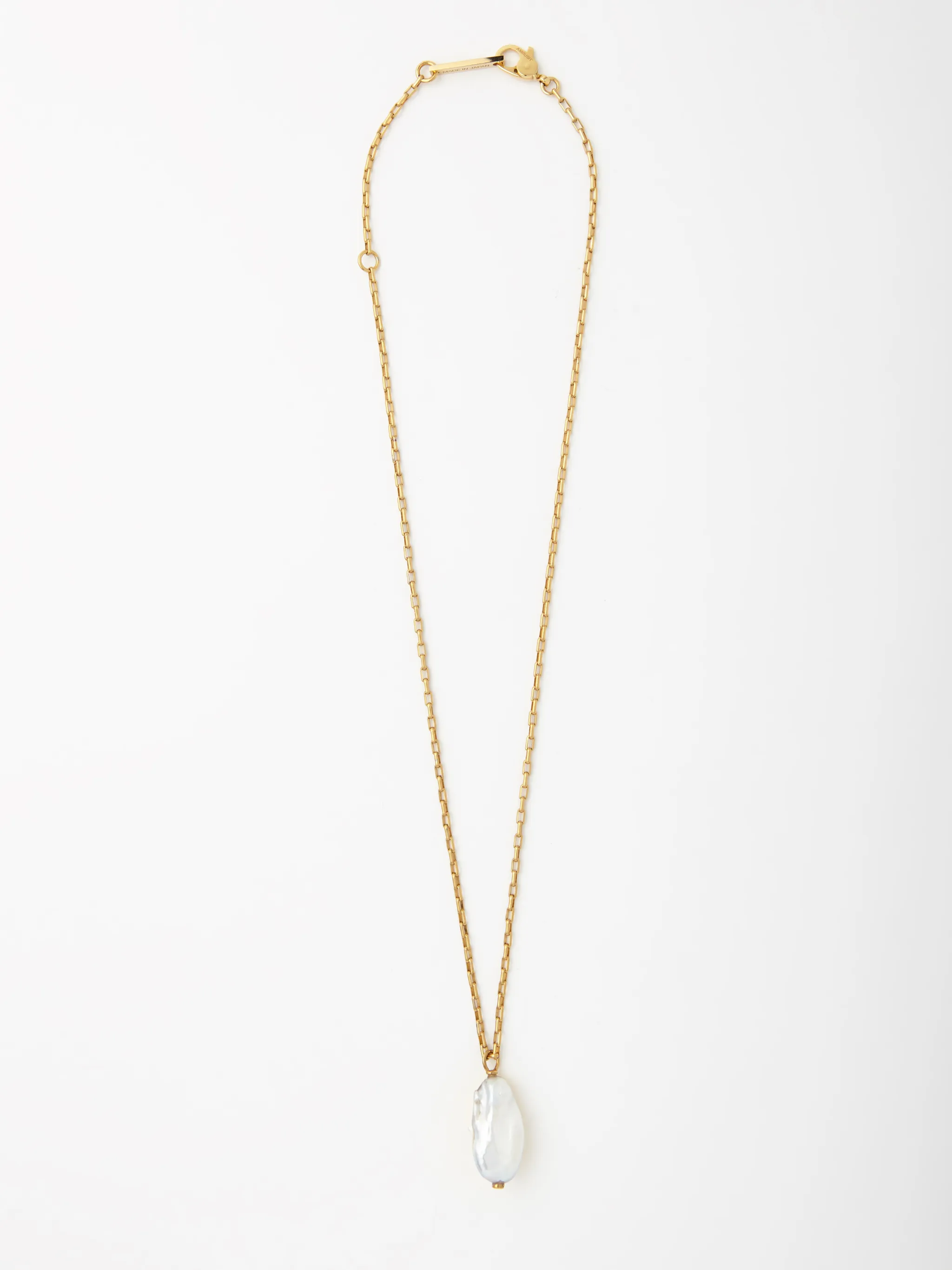 METAL DIPPED BAROQUE PEARL CHARM NECKLACE