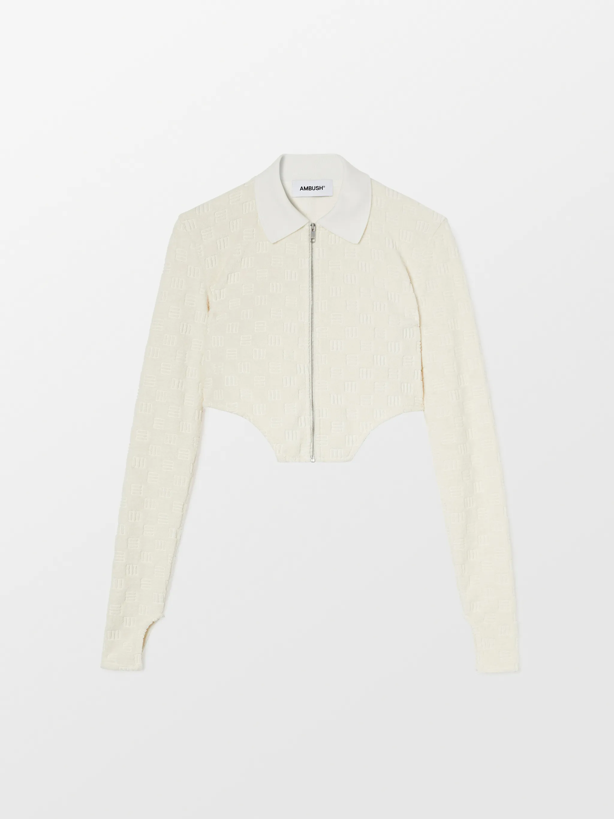 white top with zip front