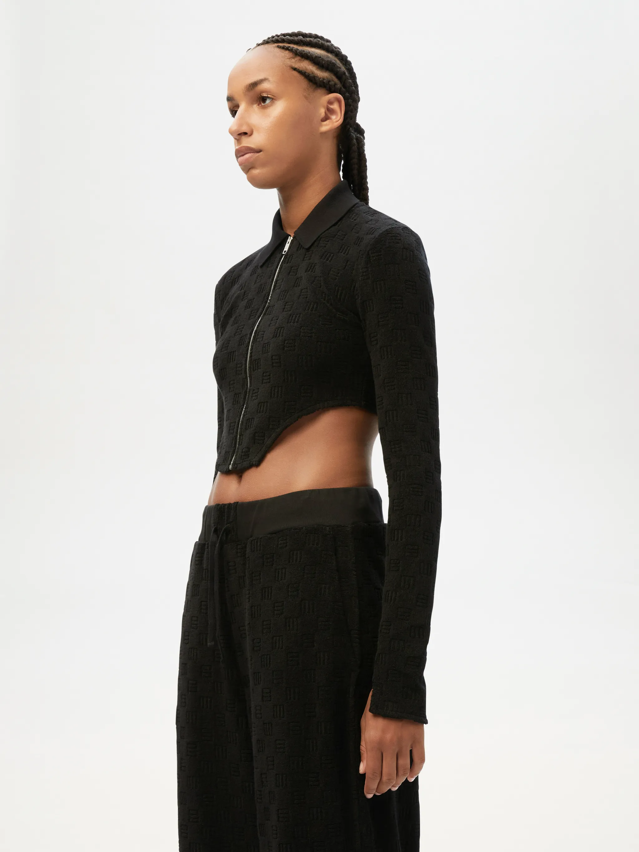 MONOGRAM ZIP UP FITTED TOP