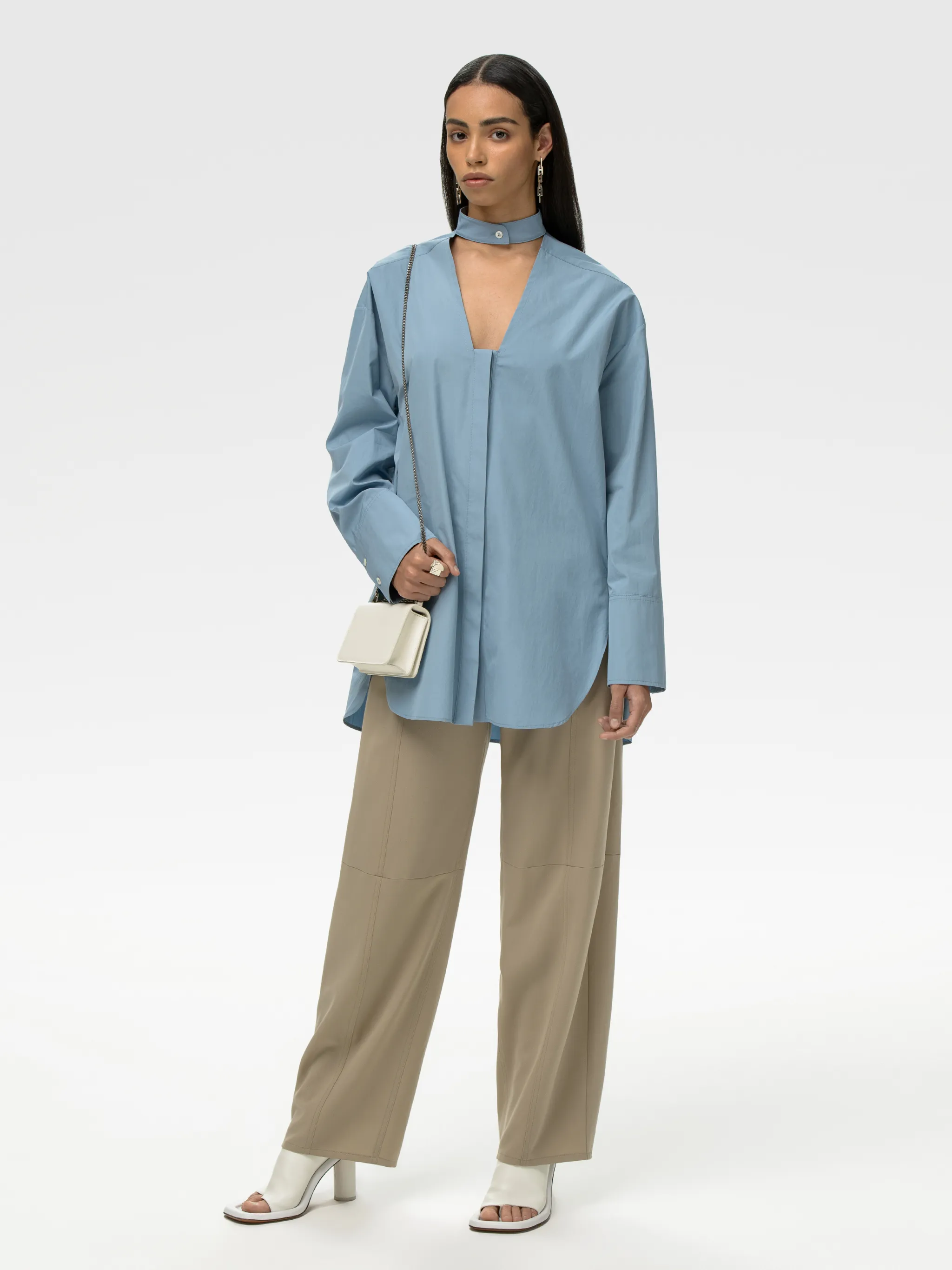 open v neck shirt