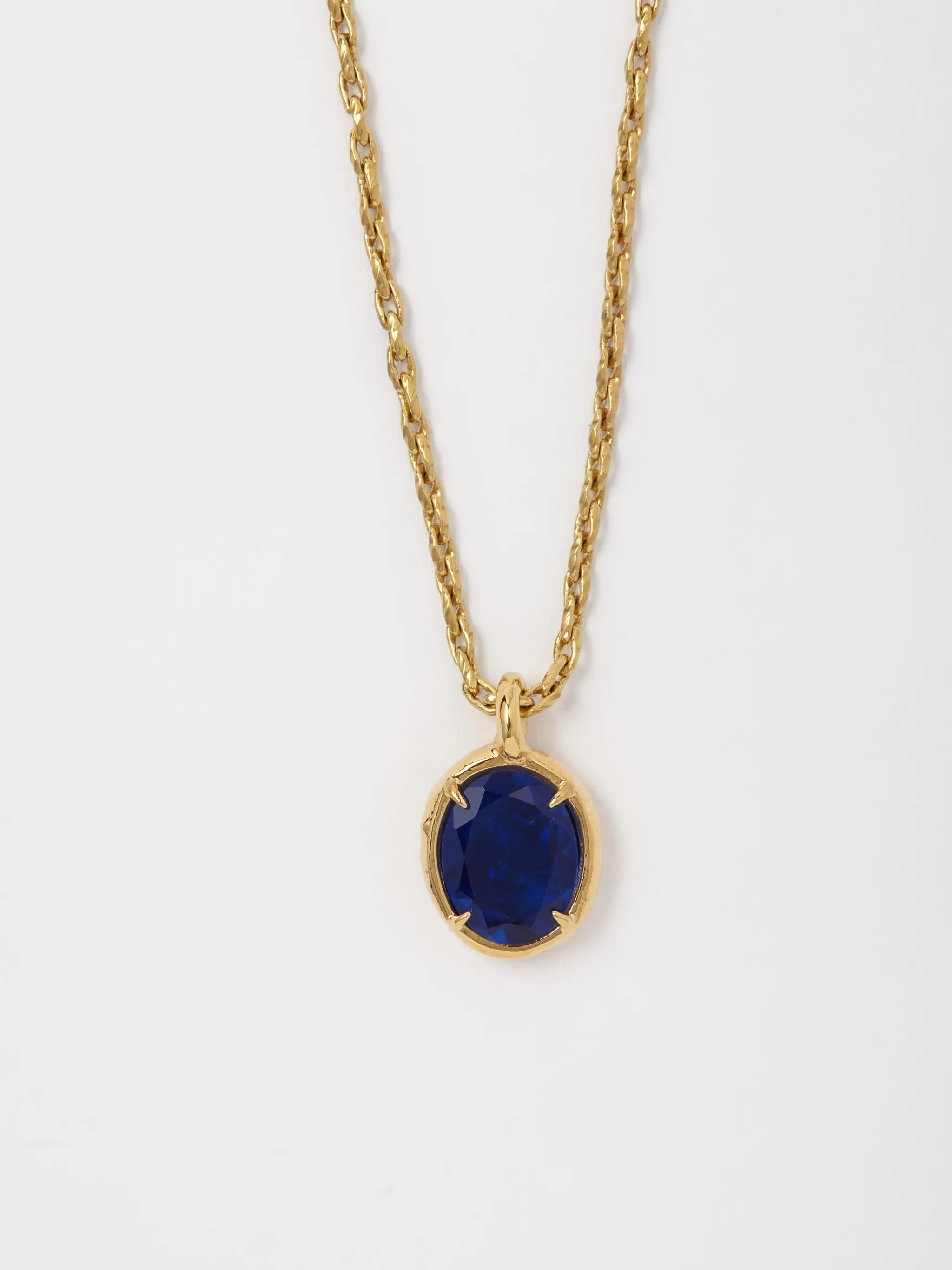 OVAL CUT STONE CHARM NECKLACE