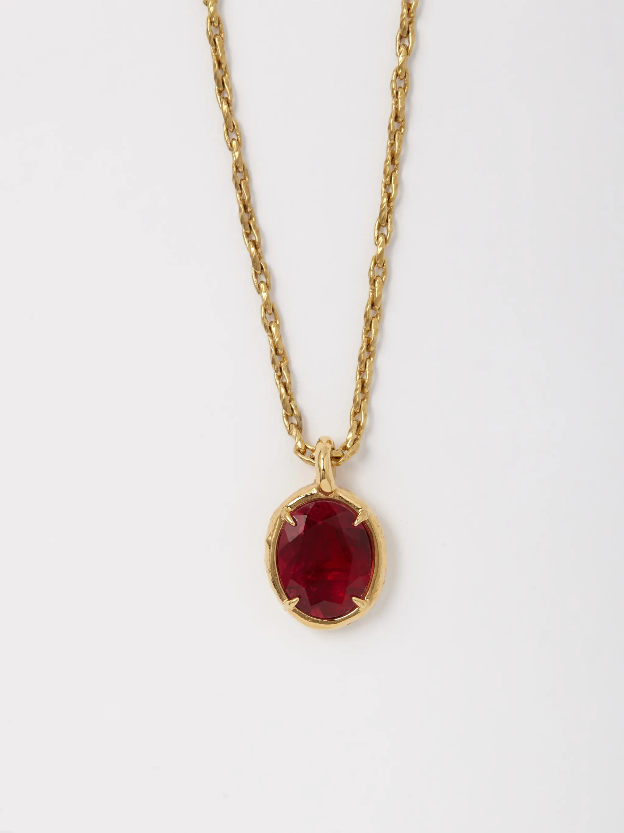 OVAL CUT STONE CHARM NECKLACE