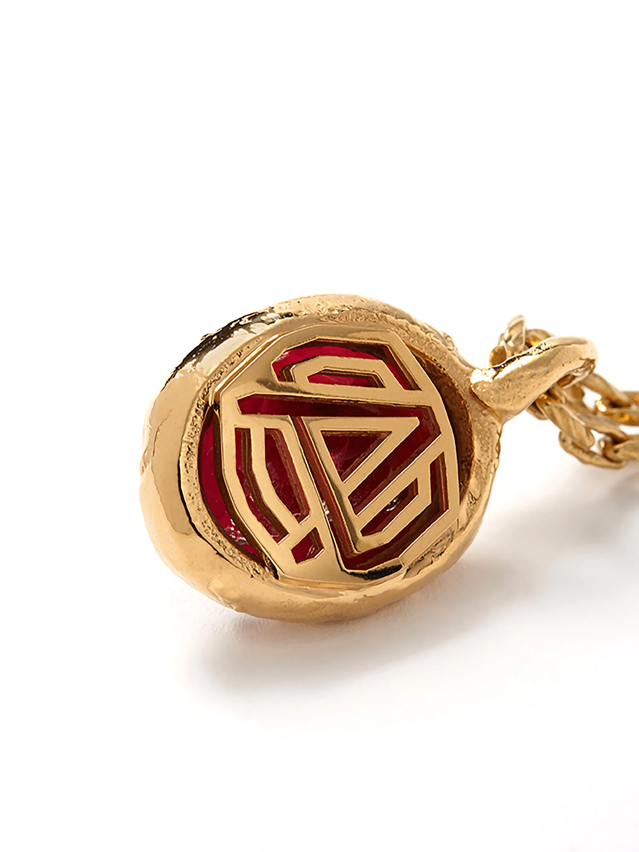 OVAL CUT STONE CHARM NECKLACE
