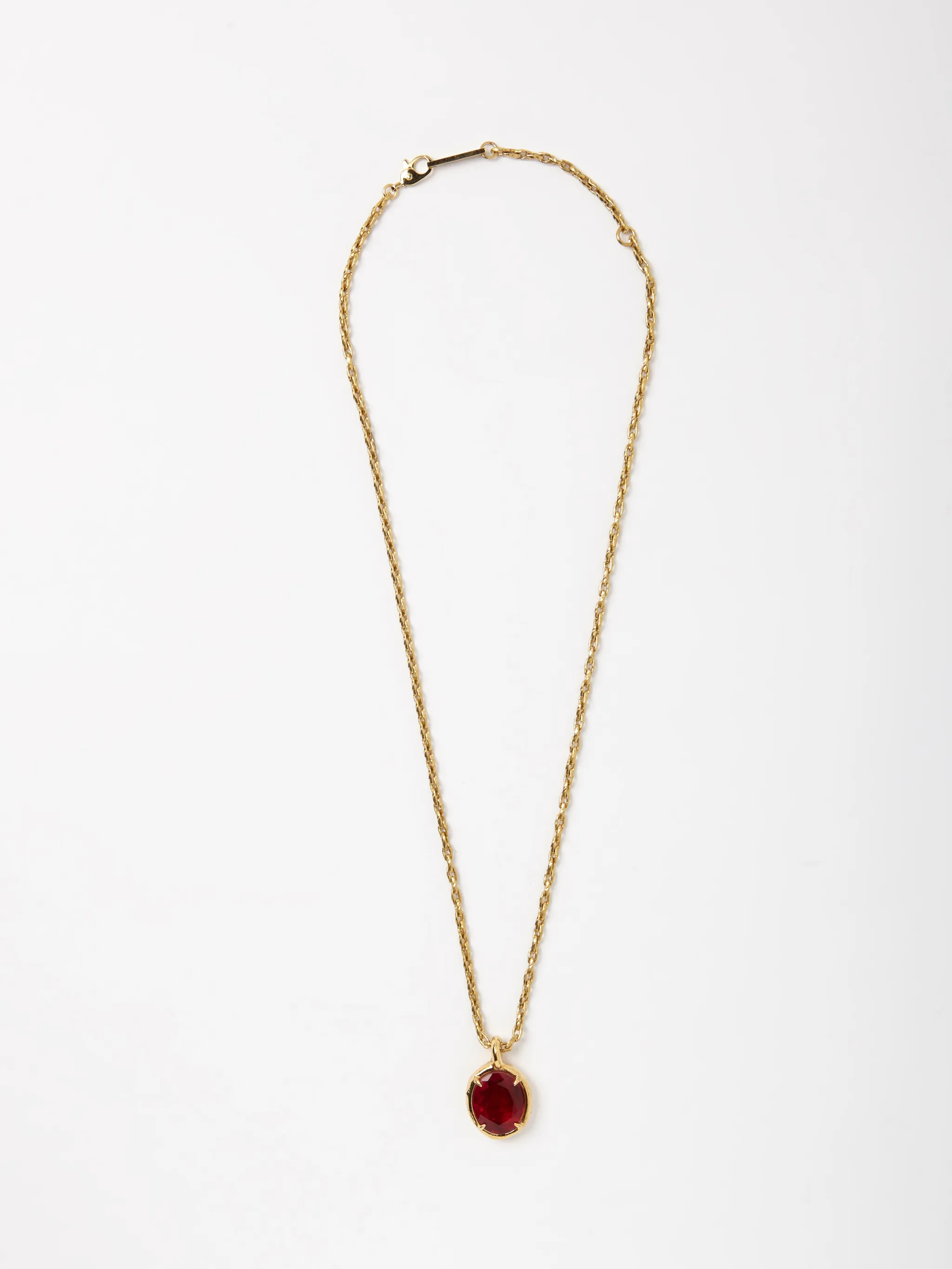 OVAL CUT STONE CHARM NECKLACE