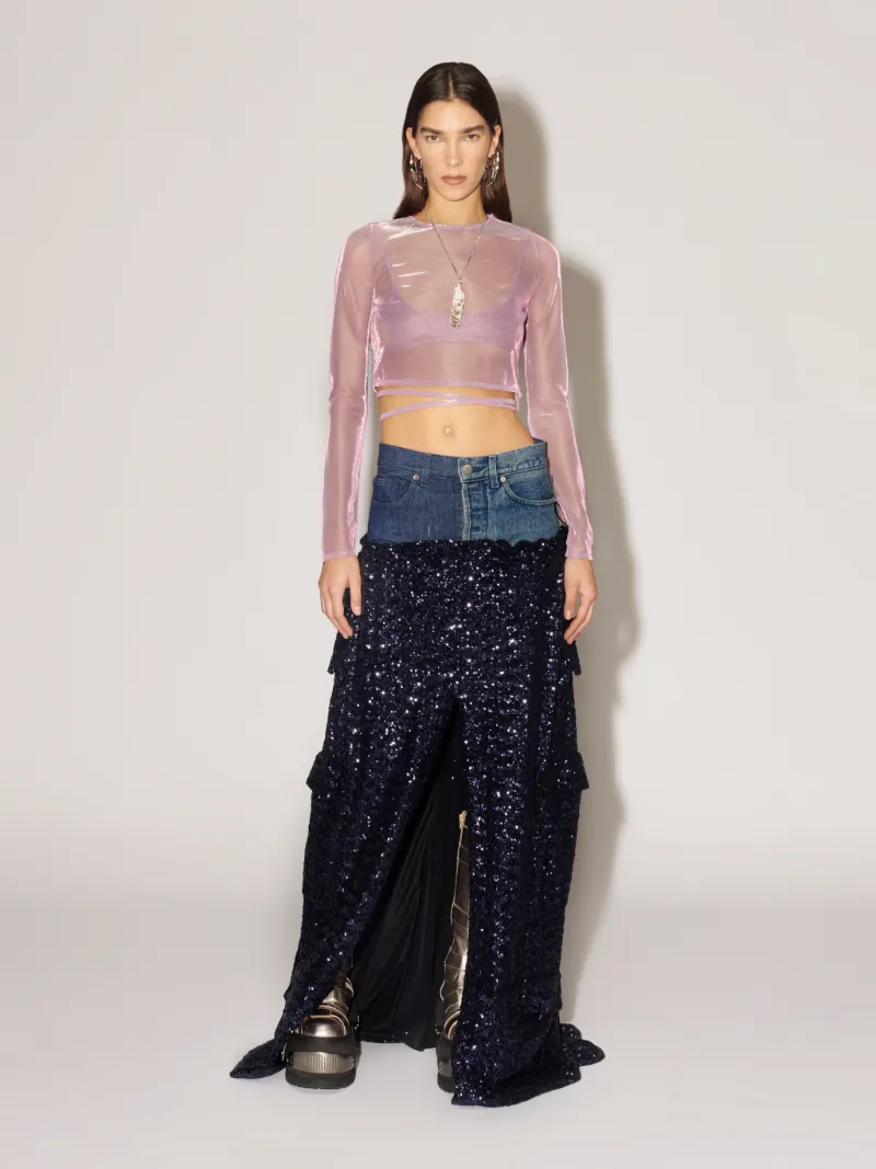 PAILLETTES CARGO MAXI SKIRT