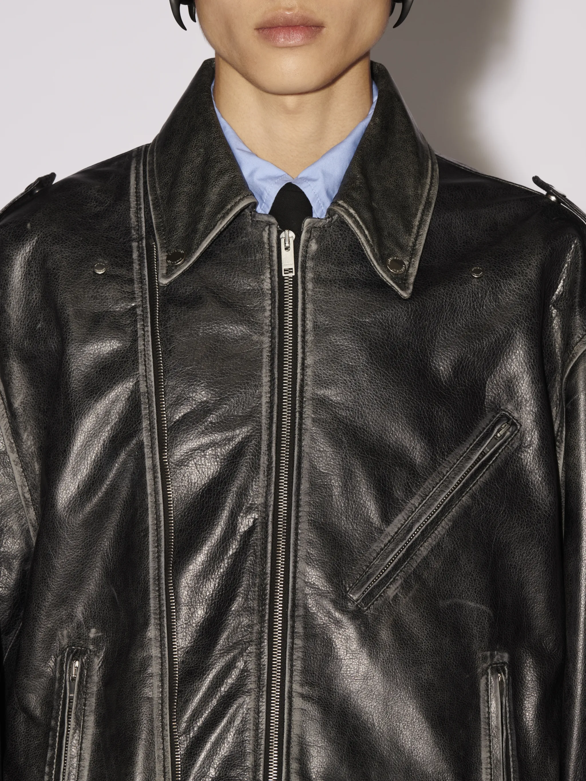 PRINTED LEATHER RIDER JACKET