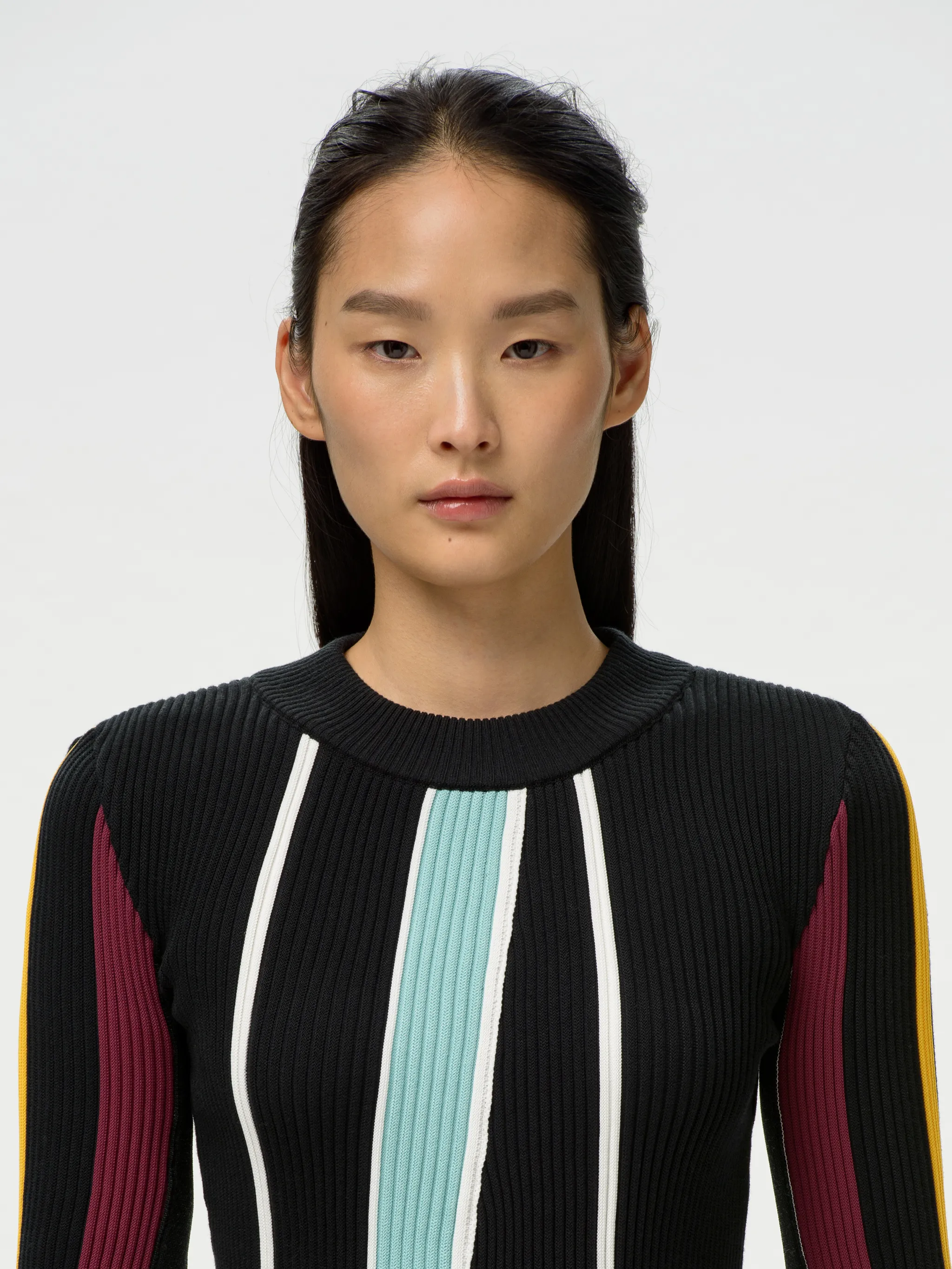 RIBBED COTTON KNIT CREWNECK