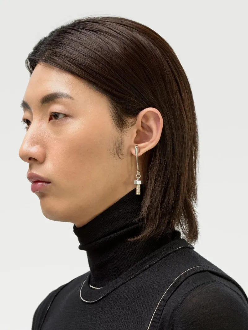 SAFETY-PIN CHARM EARRING 925